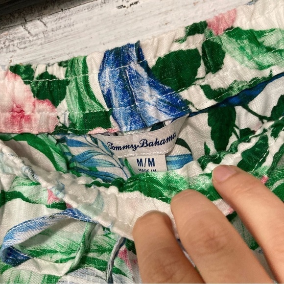 NEW Tommy Bahama White Colorful Tropical Floral Linen Wide Leg Pants - Picture 5 of 7